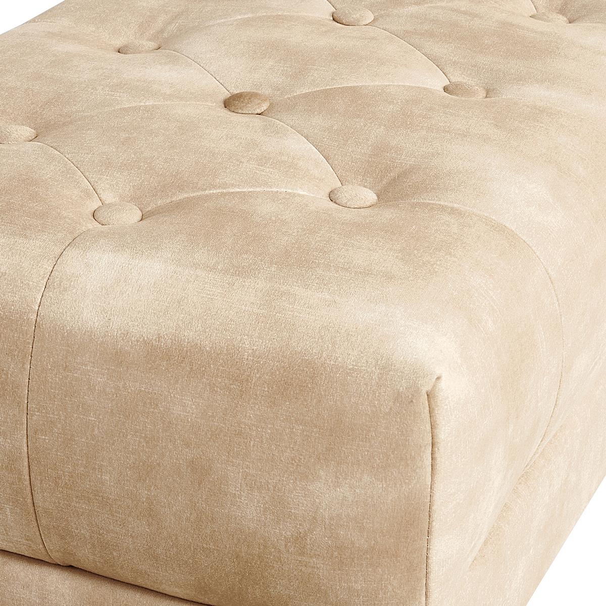 BANK Beige/Gold Roseville - Beige/Goldfarben, Holz/Textil (117/44/40cm) - Beliani