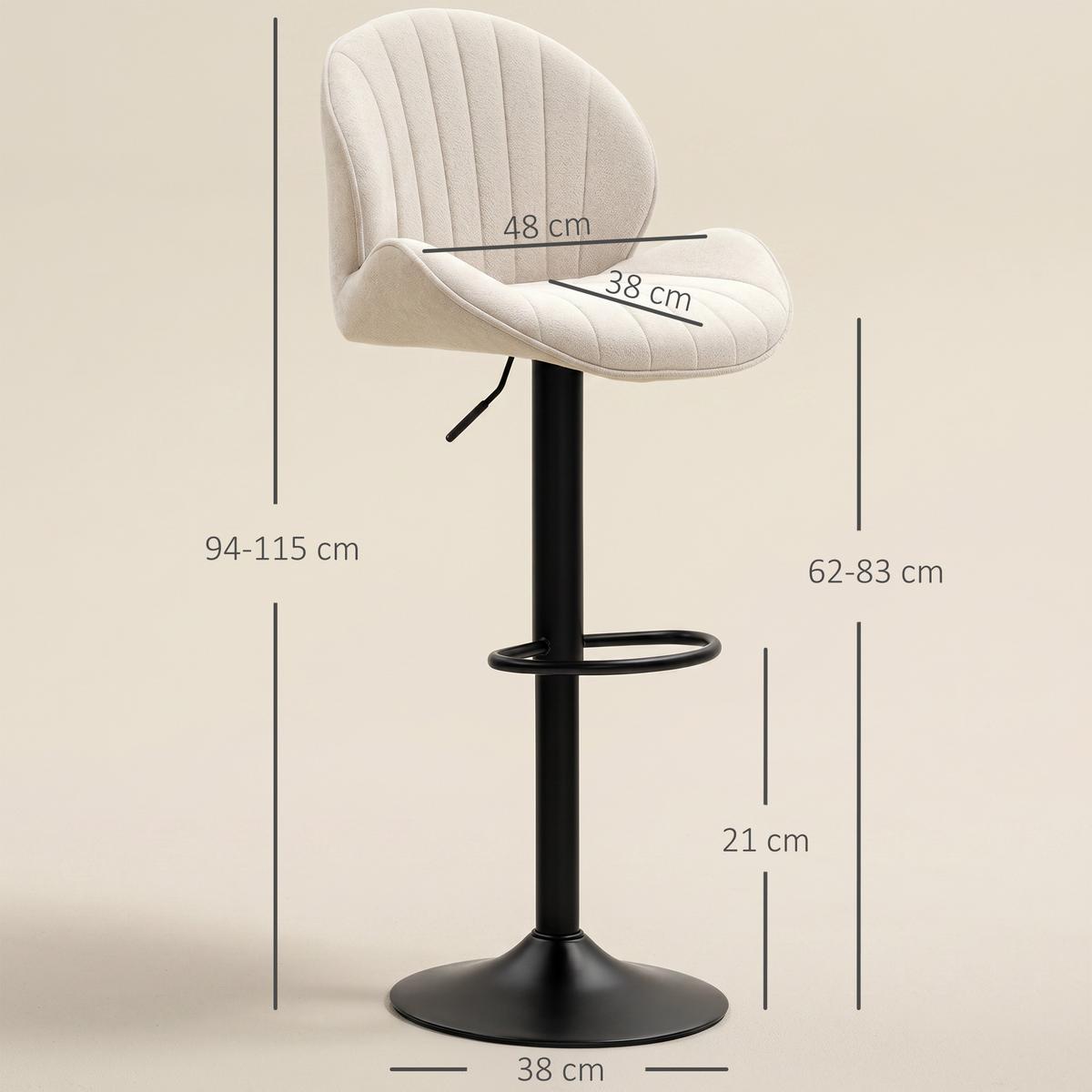BARHOCKER 2er Set Polyester Stahl Beige - Beige/Schwarz, Textil/Metall (48/115/50cm) - HOMCOM