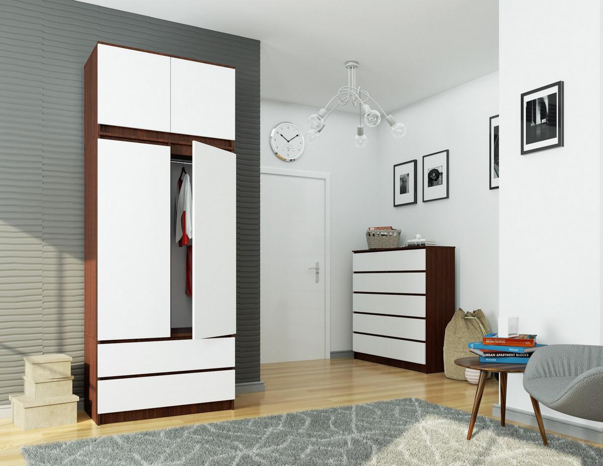 KLEIDERSCHRANK Dunkelbraun, Weiß 234/90/51 - Dunkelbraun/Weiß, Holzwerkstoff (90/234/51cm) - RAUMHIRSCH FURNITURE