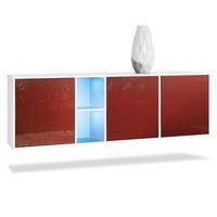 SIDEBOARD Cuba Türen in Bordeaux Hochglanz - Bordeaux, Holzwerkstoff (182/53/35cm) - Vladon