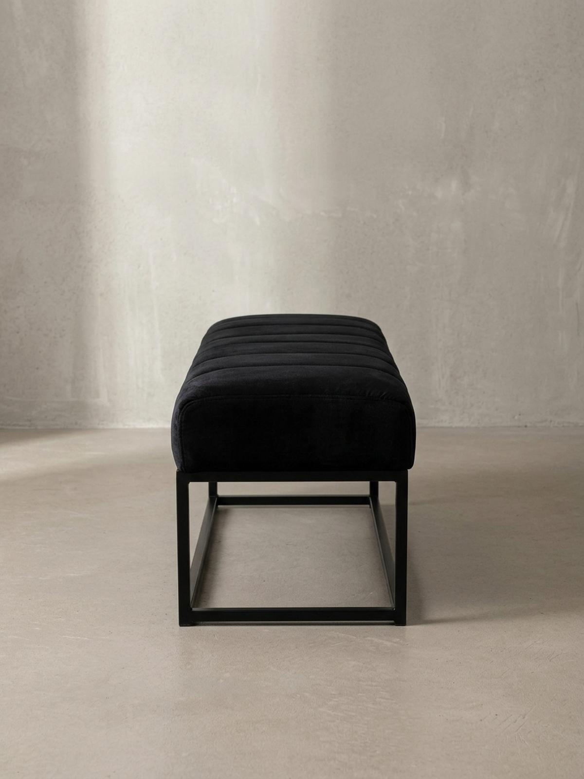 SITZBANK Samt Metallgestell gepolstert, Schwarz 108x40x40 cm - Schwarz, Textil/Metall (108/40/40cm) - KADIMA DESIGN
