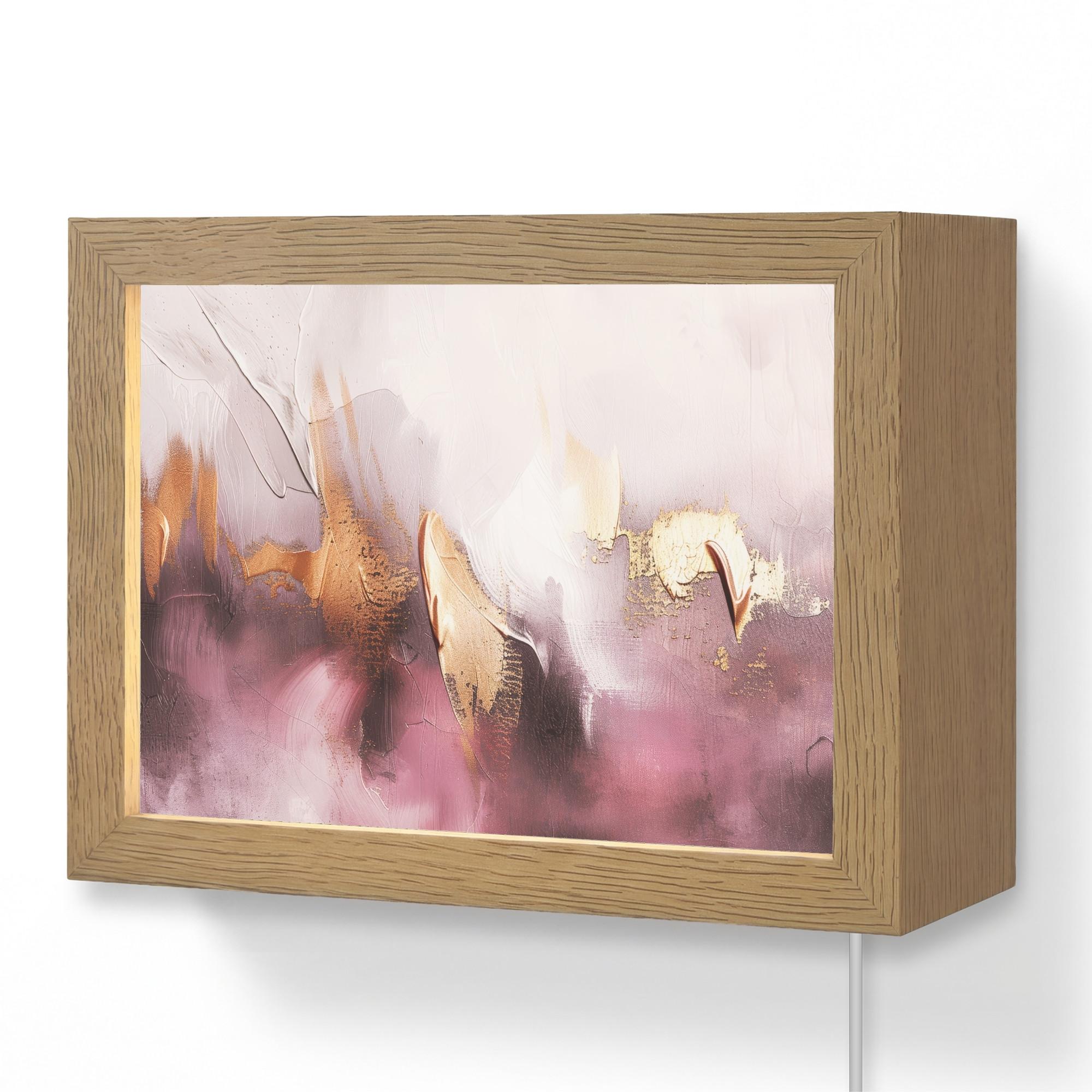 WANDLEUCHTE Lila - Abstrakt - Farbe - Gold 20x15 cm - Mauve, Holzwerkstoff (20/15/8cm) - OnlyWow