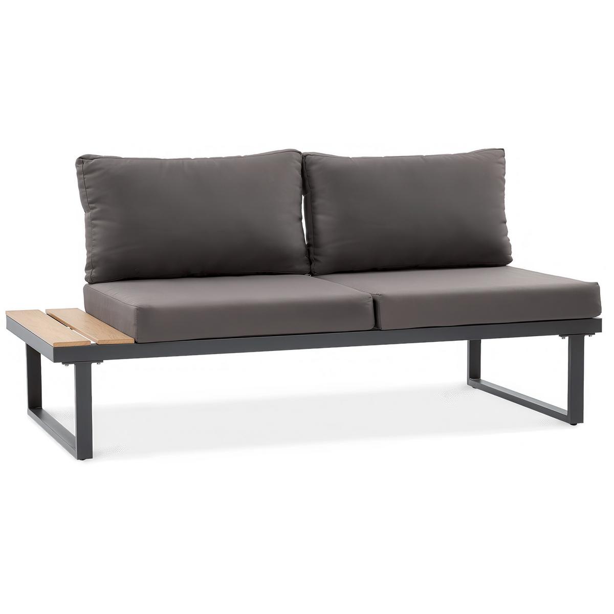 GARTENSET Madison mit Ecksofa und Kaffeetisch, Modulares Set, Metallbeine, Dunkelgrau - Dunkelgrau, Metall - Beautysofa