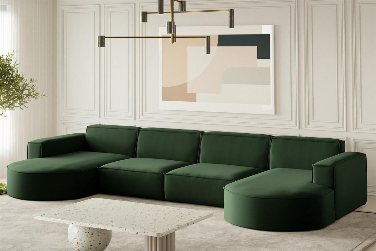 WOHNLANDSCHAFT Palma Xl In Opera - Grün, Holzwerkstoff/Textil (382/78/165cm) - Fun Möbel