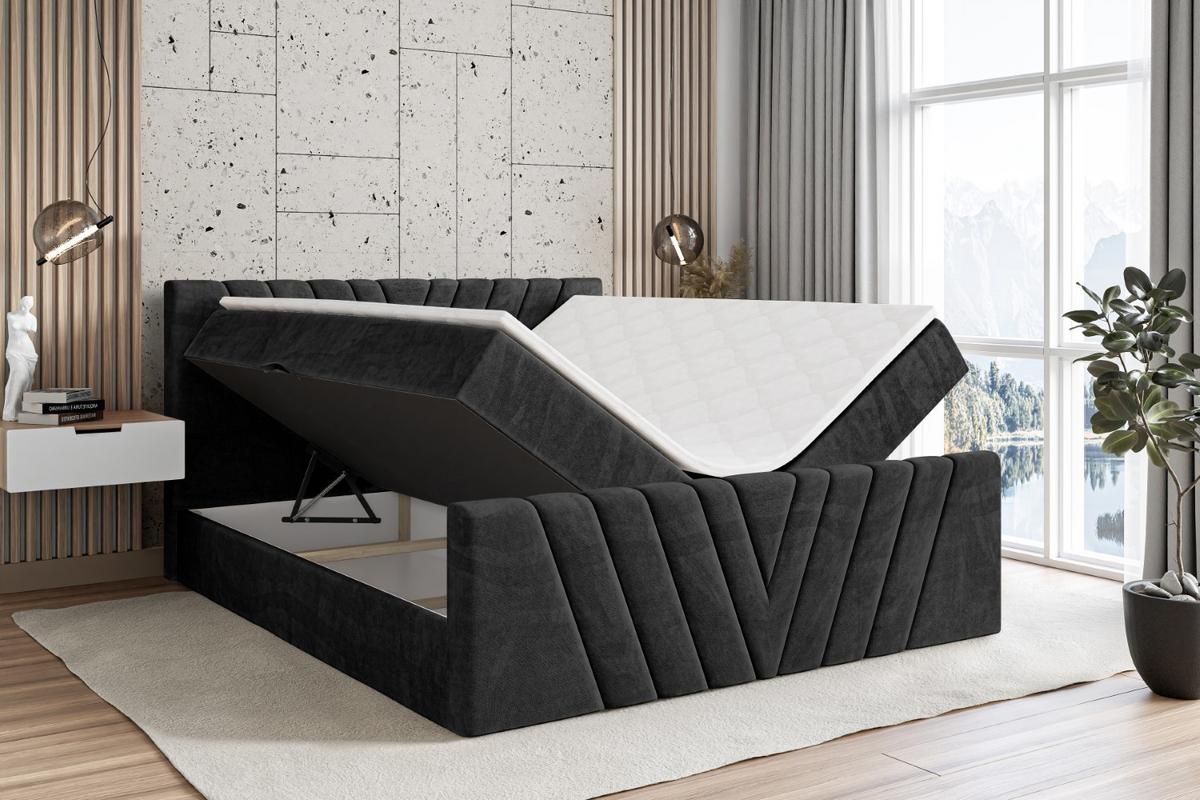 BOXBETT ERNINA-Z - 140x200 cm - H4 - Schwarz - Schwarz, Holzwerkstoff (140/200cm) - ALTDECOR