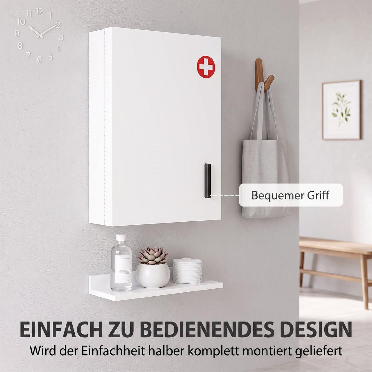 ARZNEISCHRANK Kaltgewalzter Stahl Weiß - Weiß, Metall (18/60/40cm) - HOMCOM