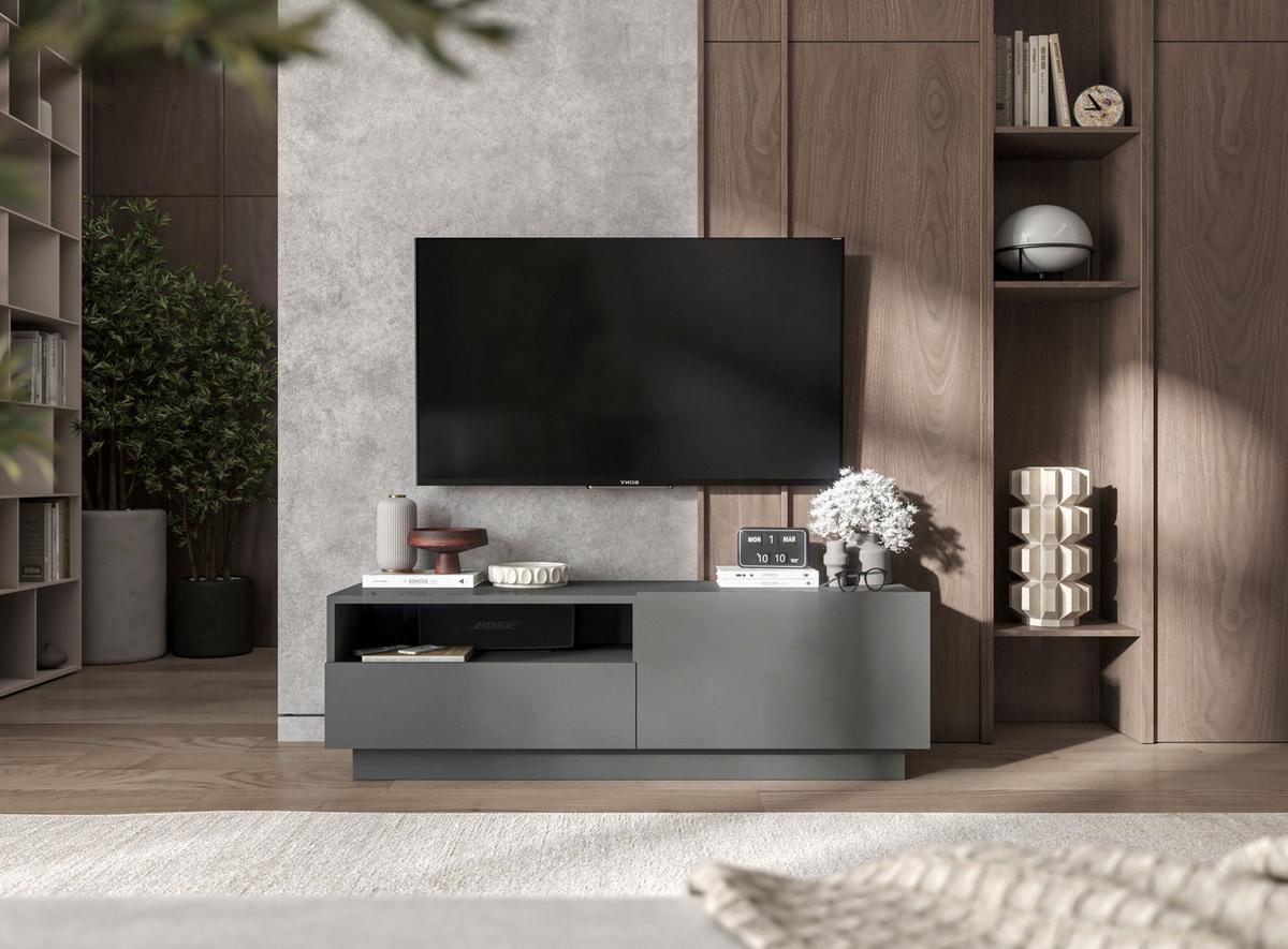 TV-SCHRANK Enjoy Grau matt Loft Schublade 120 cm - Grau, Holzwerkstoff (120/37/35cm) - Meble Lindner