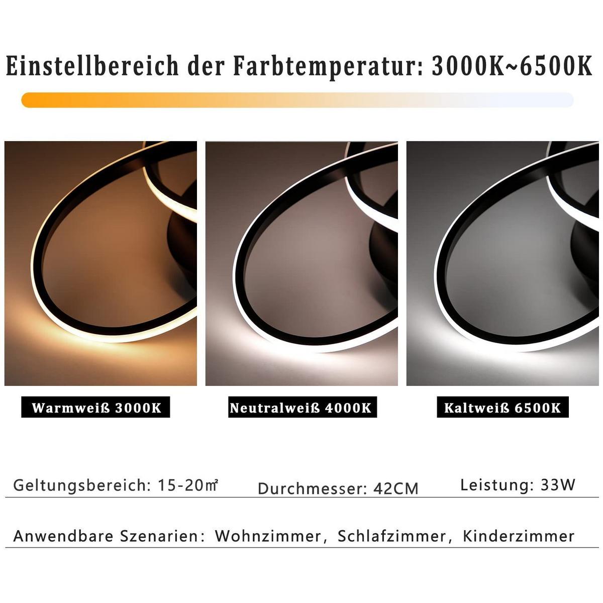 LED-DECKENLEUCHTE Möbius 40/40/14 cm - Schwarz, Kunststoff (40/40/14cm) - Nettlife