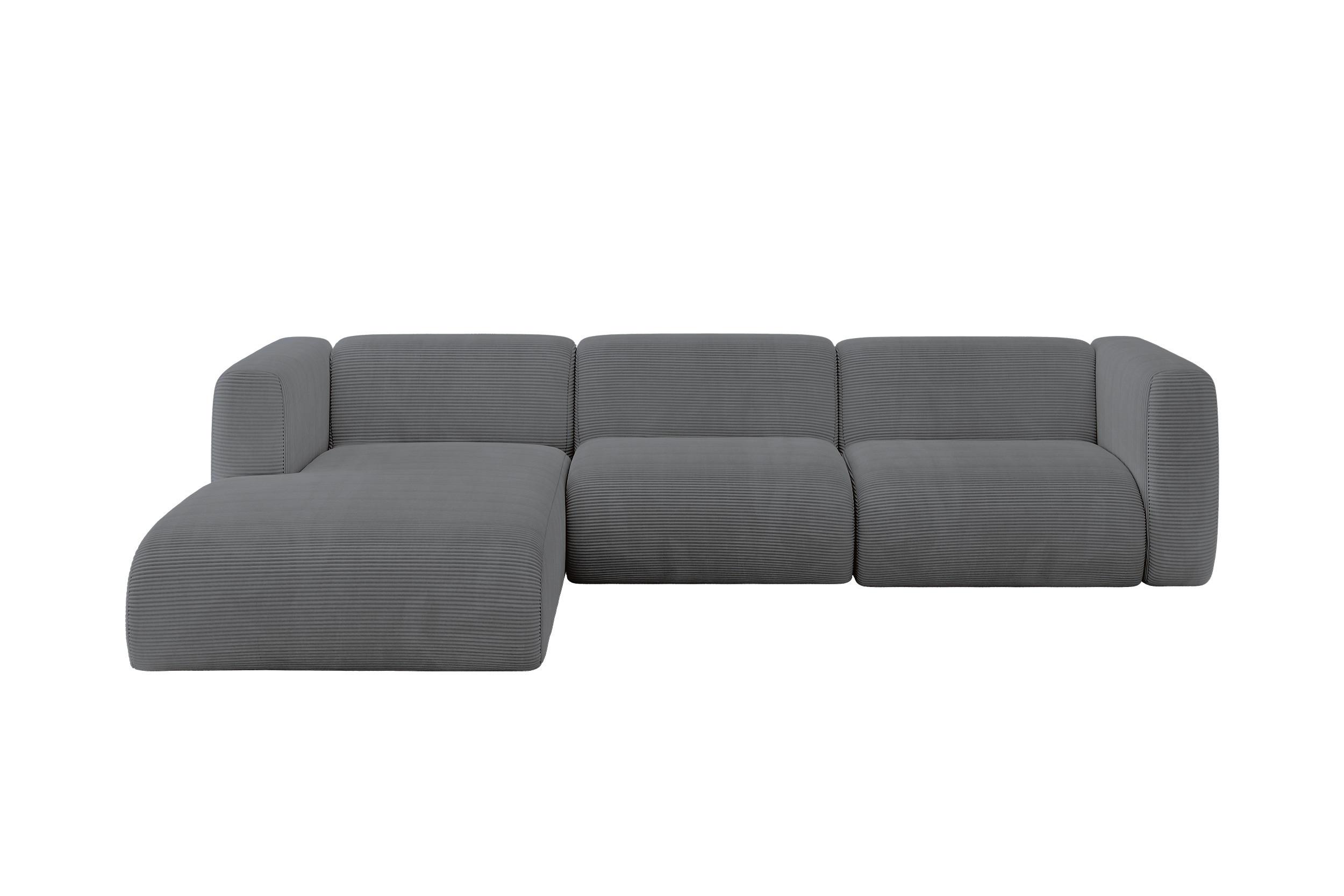 ECKSOFA Ottomane Links MIRA-L2 318x179x89 Dunkelgrau Cord - Dunkelgrau/Graphitfarben, Holzwerkstoff/Kunststoff (318/179cm) - ALTDECOR