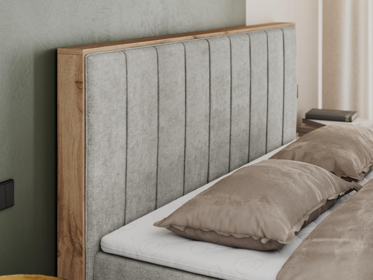 BOXBETT BELLISSIMO 200/200 Hellgrau Struktur - H4 - Hellgrau, Holz/Textil (200/200cm) - MKS