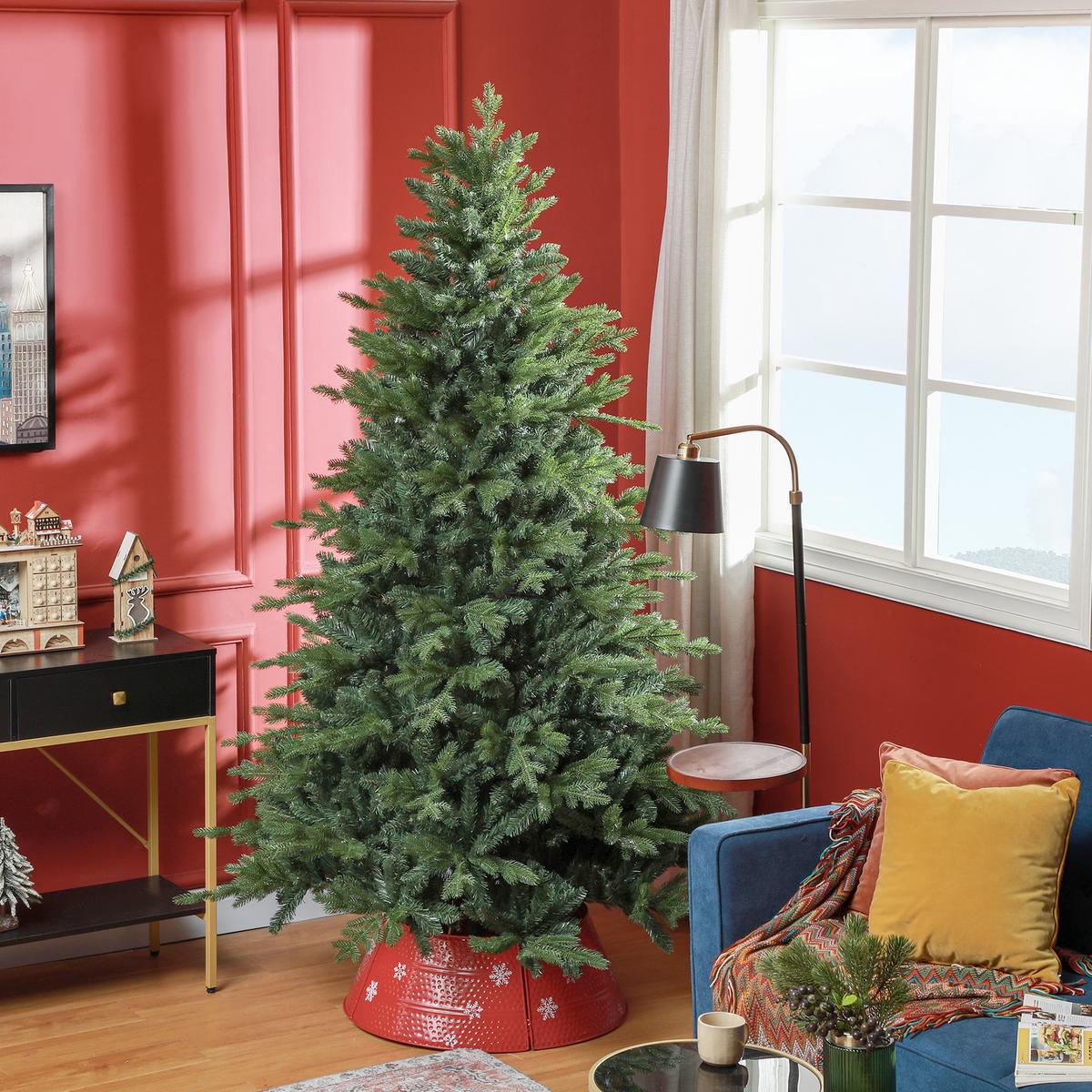 KÜNSTLICHER-WEIHNACHTSBAUM Kunststoff Metall Grün - Grün, Kunststoff (210cm) - HOMCOM
