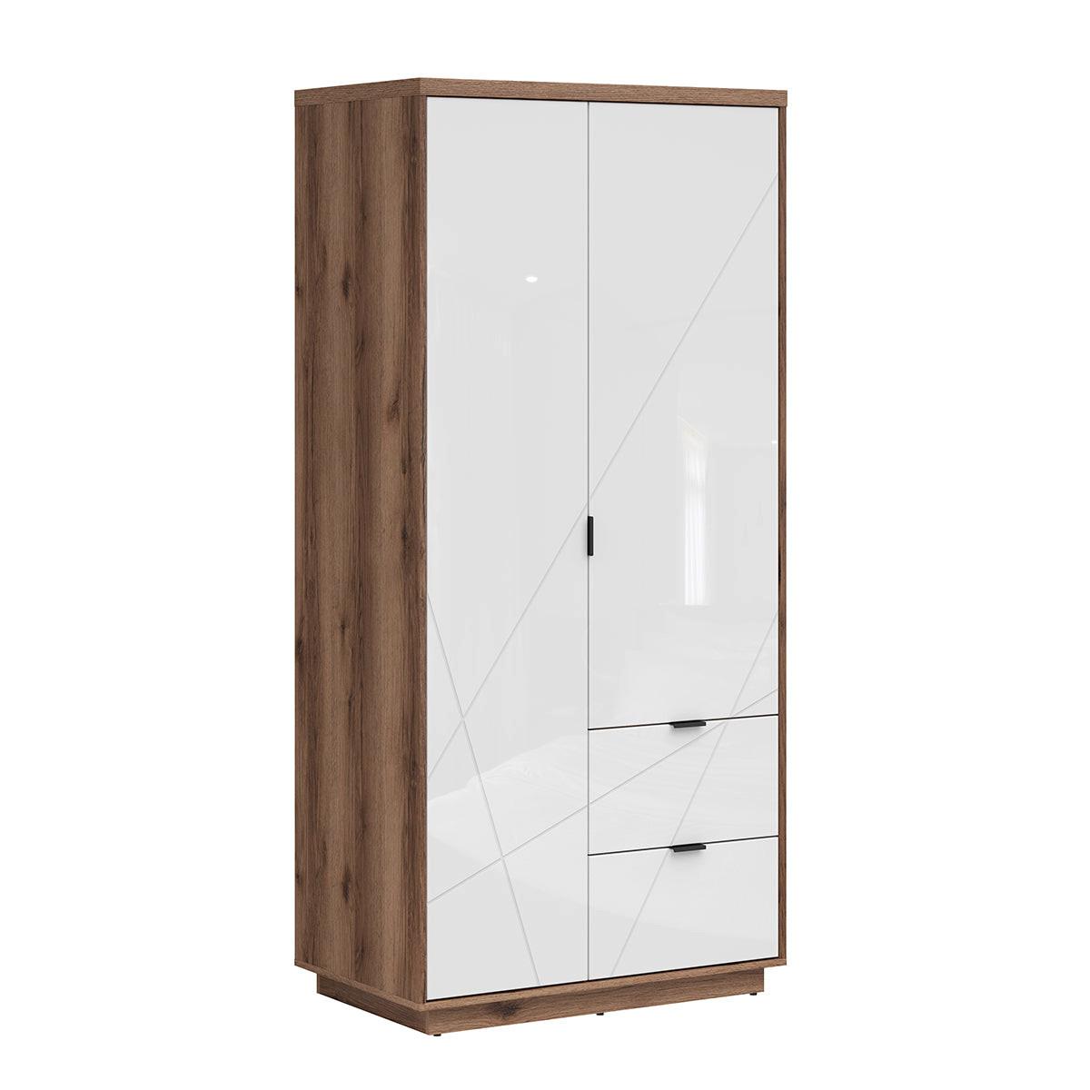 SCHRANK 2 Türen Sven Weiß und Holz - Weiß, Holzwerkstoff (94/201/57cm) - Petits-meubles