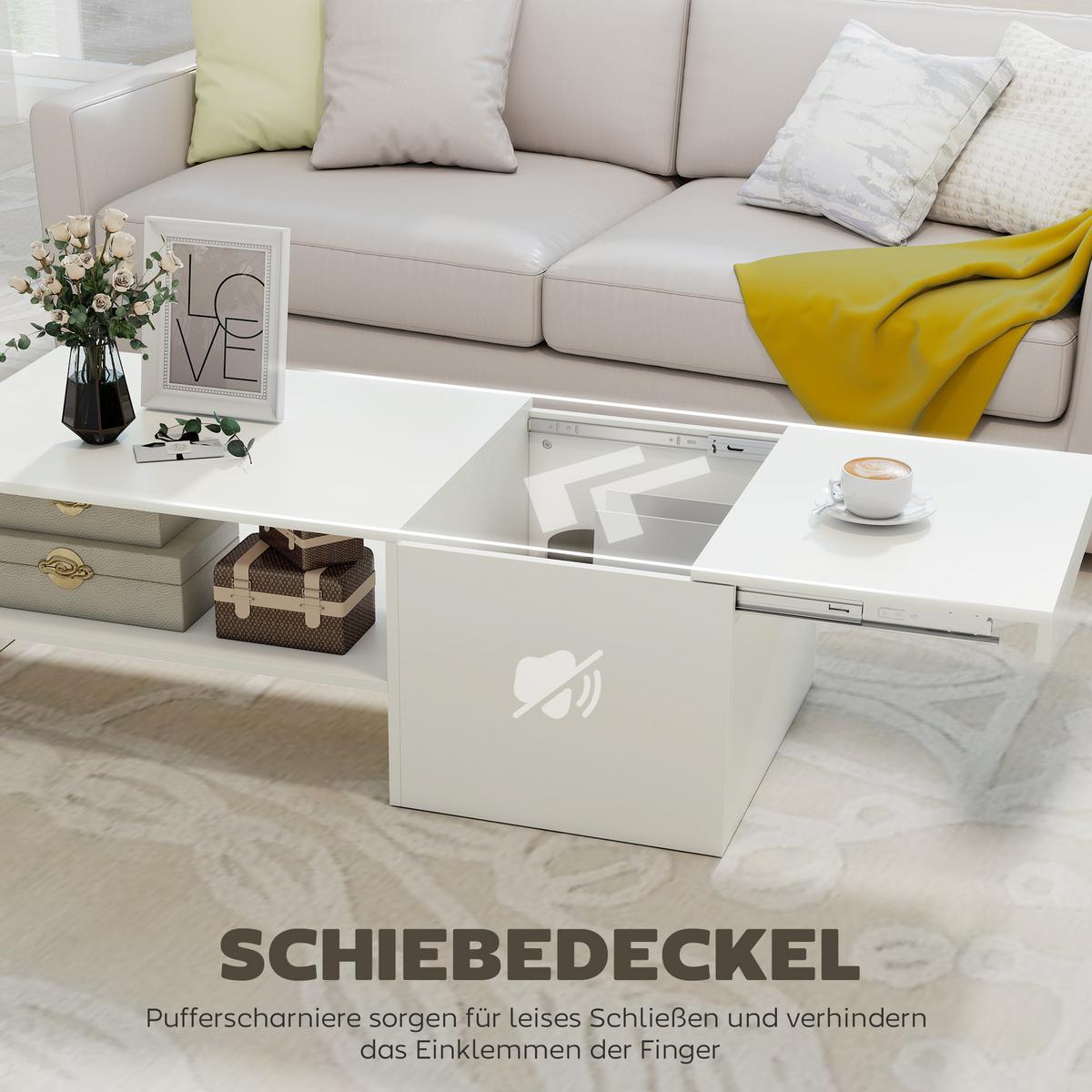 KAFFEETISCH Spanplatte Weiß - Weiß, Holzwerkstoff (110/52/36cm) - HOMCOM