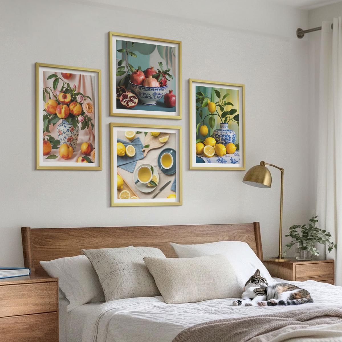 BILDER SET 4er Set - 50x50 cm & 40x60 cm Goldrahmen - Matisses stilvolle Figuren - Goldfarben, Kunststoff (50/50cm) - TULUP