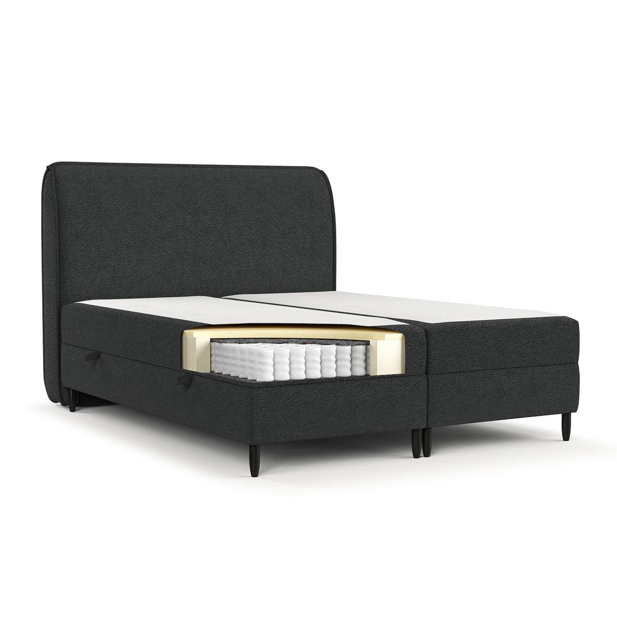 BOXBETT Lunaro 120/200 cm Anthrazit im Bubble Stoff - Anthrazit/Schwarz, Holz/Holzwerkstoff (120/200cm) - AltaBeds