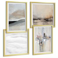 BILDER SET 4er Set - 50x50 cm & 40x60 cm Goldrahmen - Abstrakte Erdmuster - Goldfarben, Kunststoff (50/50cm) - TULUP