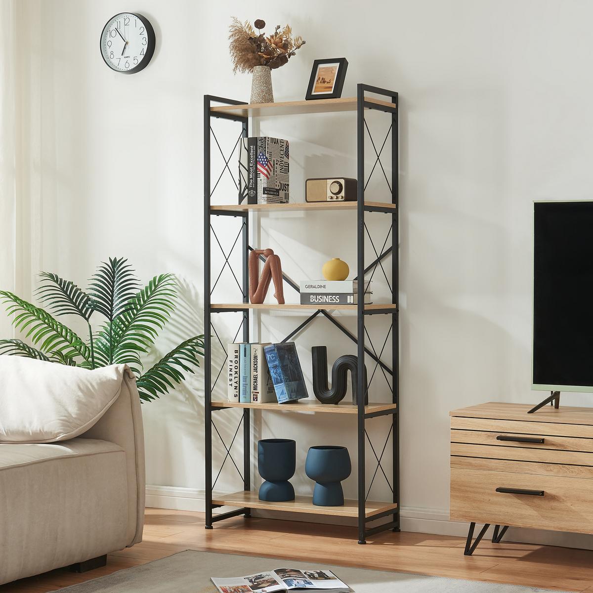 STANDREAGL Skørping - Eichefarben/Schwarz, Holzwerkstoff/Metall (65/160/30cm) - [en.casa]