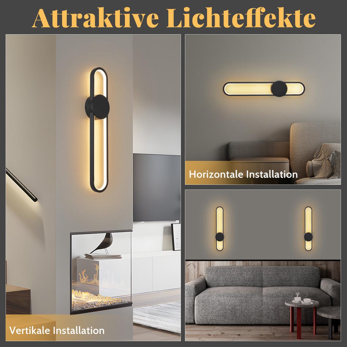 LED-WANDLEUCHTE Blinkor 60/12/5.5 cm - Schwarz, Metall (12/5.5/60cm) - ZMH