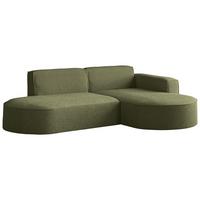 ECKSOFA Hana L-Form 3-Sitzer Ecke Rechts, Boucle, Grün 241/73/168 cm - Schwarz/Grün, Textil/Metall (168/241cm) - WFL GROUP