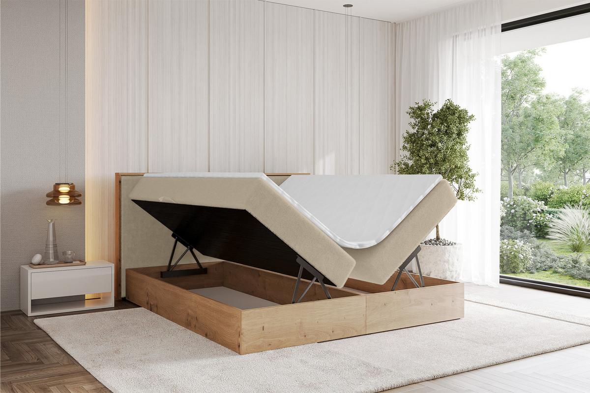 BOXBETT LOLLI9 - 200x200 - H4 Creme - Champagner, Holzwerkstoff (200/200cm) - ALTDECOR