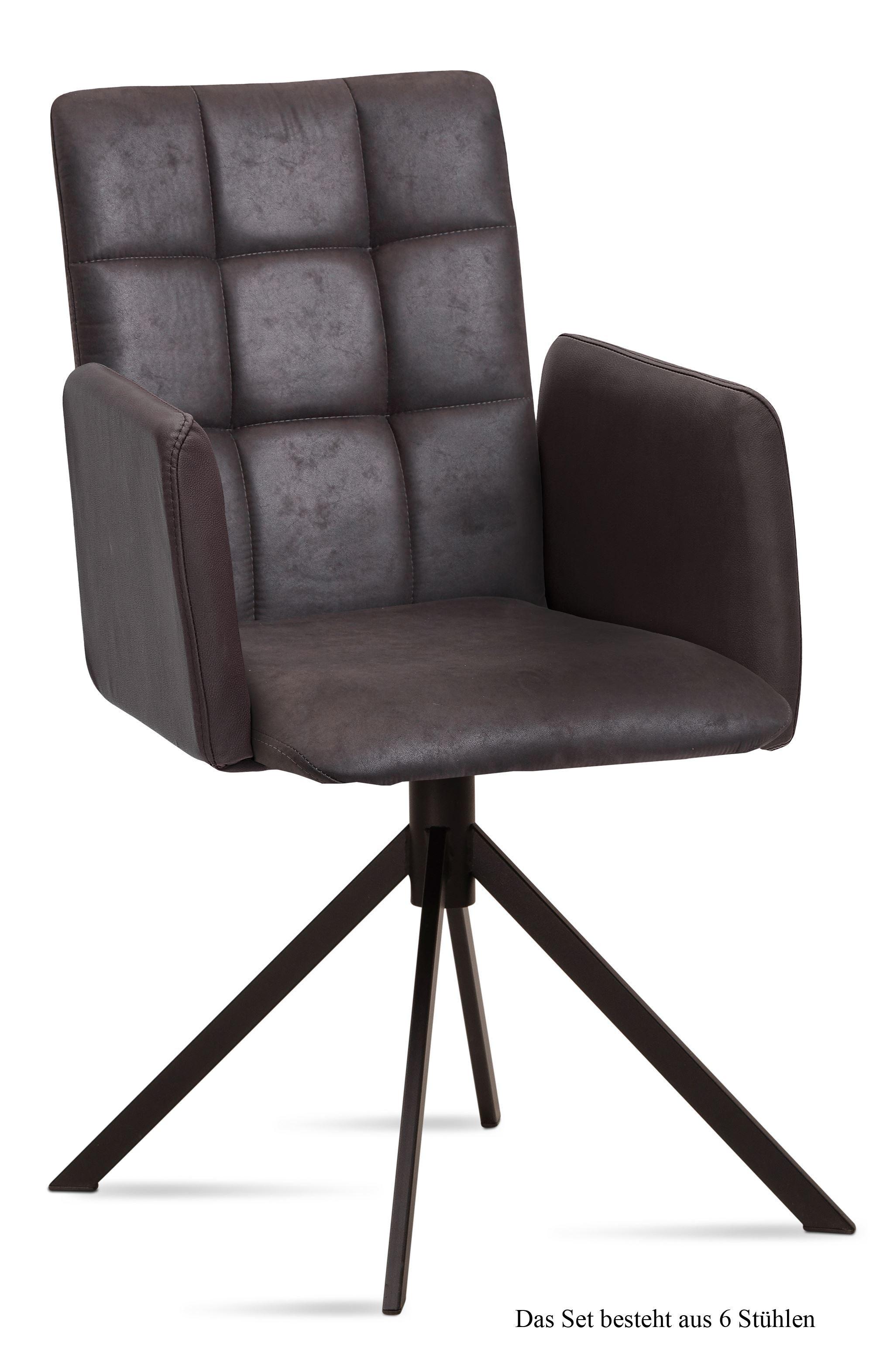 ARMLEHNSTUHL (6er-Set) Drusi 52x91x60 Schwarz/Espresso - Dunkelbraun/Schwarz, Kunststoff (60/91/52cm) - 58aufmkessel