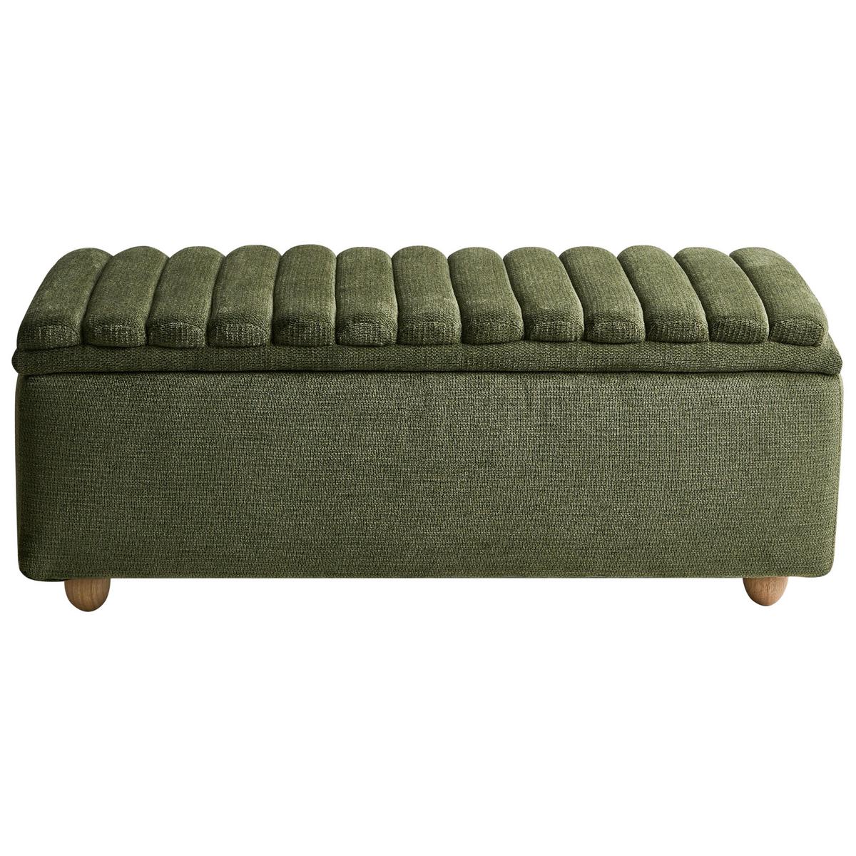 POLSTERBANK mit Stauraum Stoff Grün Salida - Braun/Grün, Holz/Textil (115/54/39cm) - Beliani