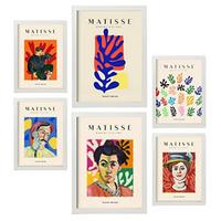 POSTER Set Mit 6 Henri Matisse Bilder Drucke Des Fauvismus Und Der Abstrakten Kunst Für Innenarchitektur A3 & A4 Weißer Rahmen - Weiß, Papier (29/3cm) - Nacnic
