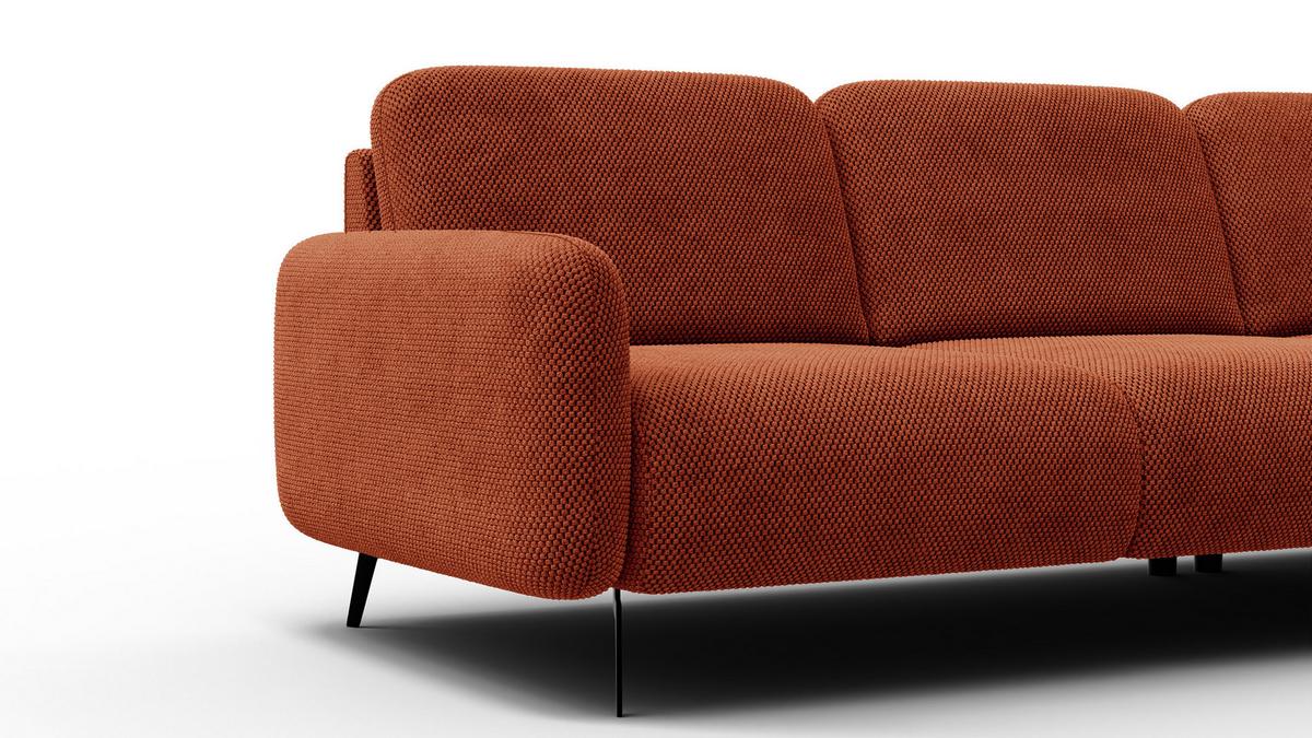 ECKSOFA FEBE 4-Sitzer rechts, dunkelorange - Dunkelorange/Schwarz, Holz/Textil (264/157cm) - Wozimo