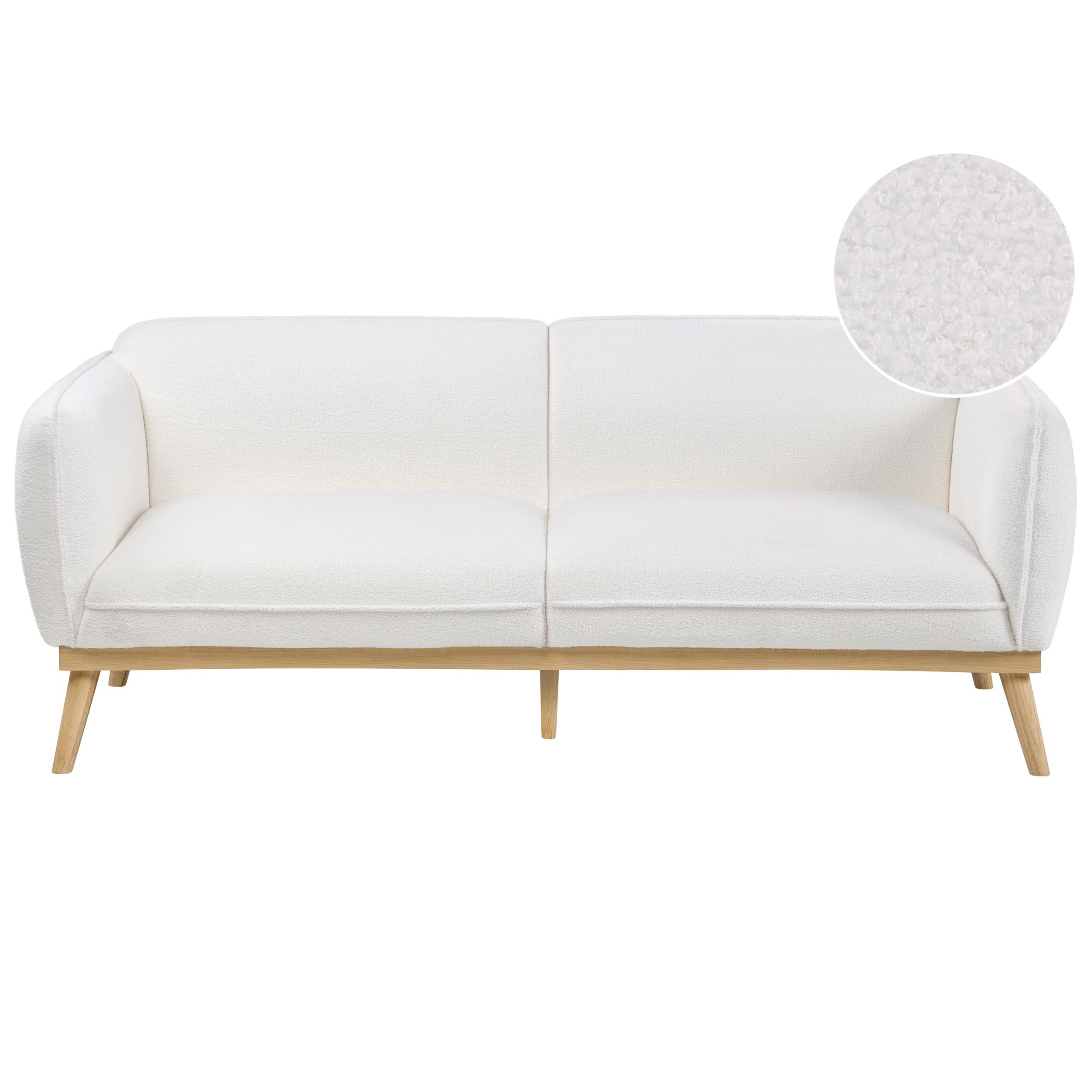 3-SITZER-SOFA Bouclé Weiß Ljung - Hellbraun, Textil (210/82/82cm) - Beliani
