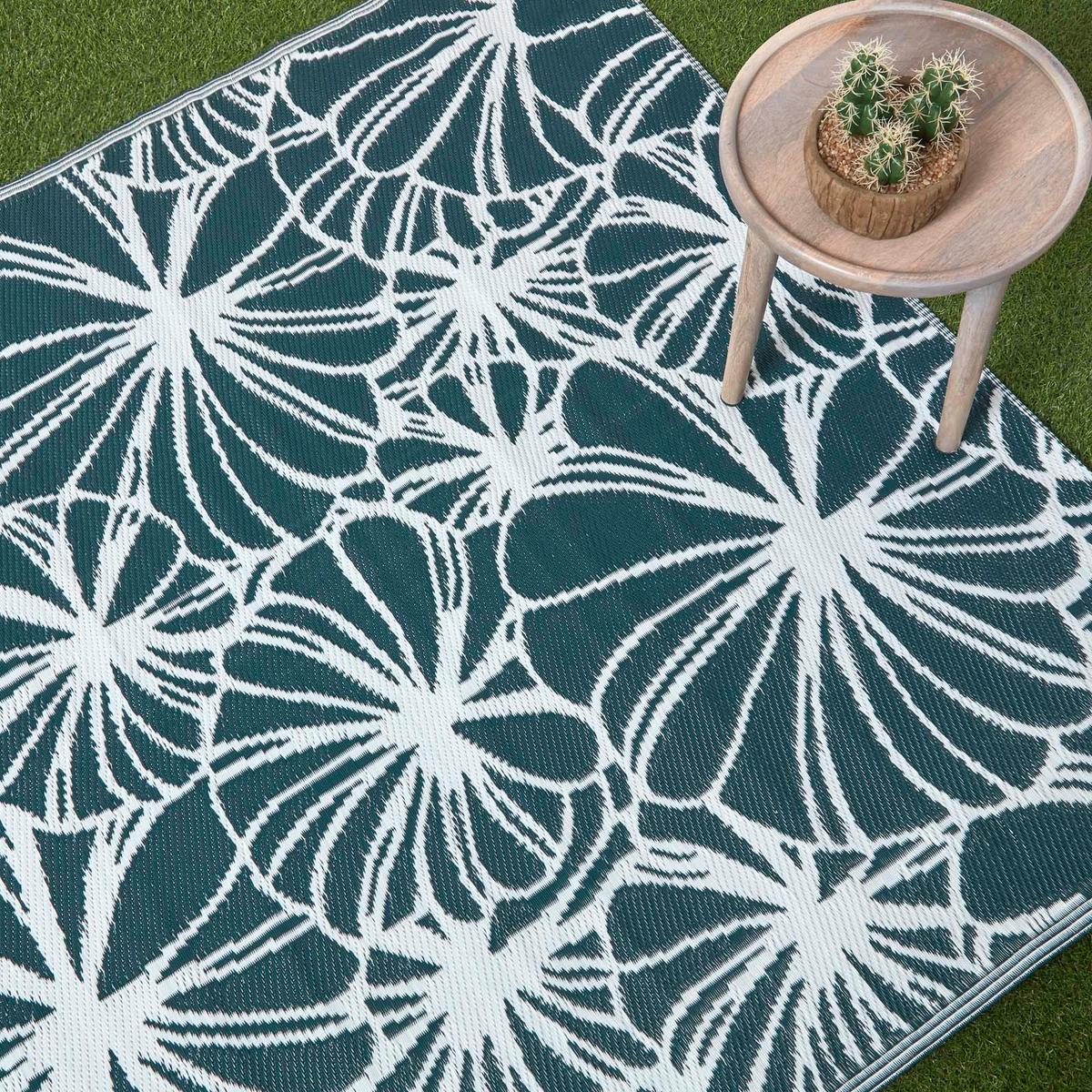 OUTDOORTEPPICH floral gemustert 150/240 cm - Dunkelgrün, Kunststoff (151/241cm) - Homescapes