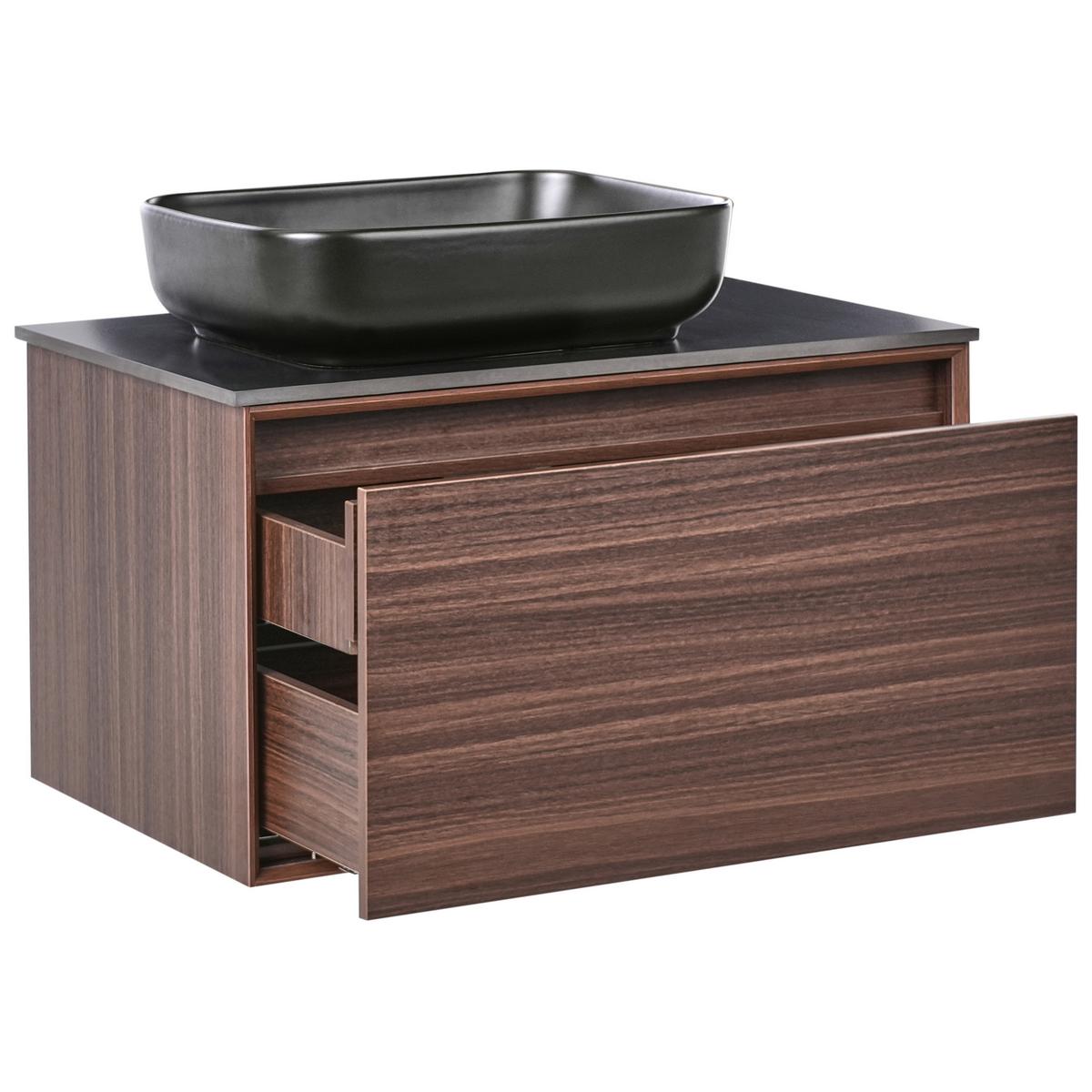WASCHBECKENUNTERSCHRANK wandmontiertk mit Waschbecken Dunkelbraun Arica - Dunkelbraun, Holzwerkstoff (80/58/50cm) - Beliani