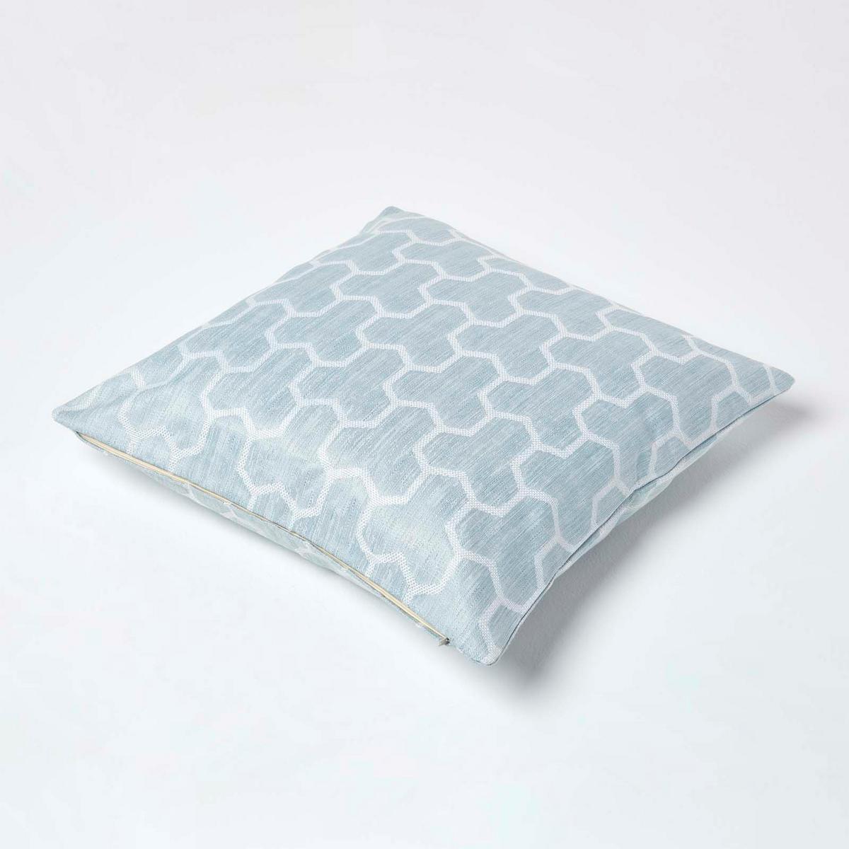 KISSENHÜLLE Jacquard geometrisch 45/45 cm - Blau, Textil (45/45cm) - Homescapes