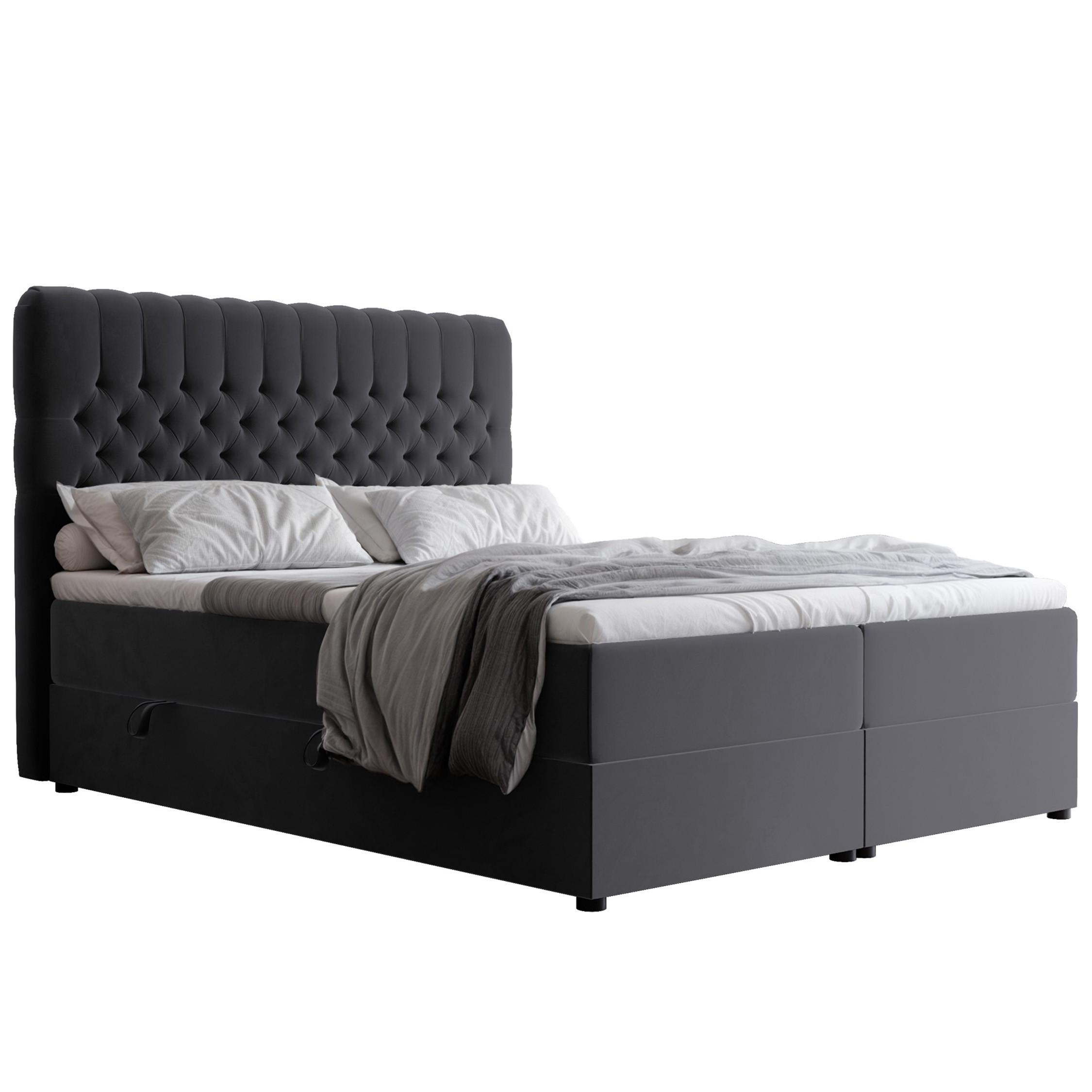 BOXBETT 140x200 cm mit Topper - Anthrazit, Holzwerkstoff/Textil (140/200cm) - Idohome