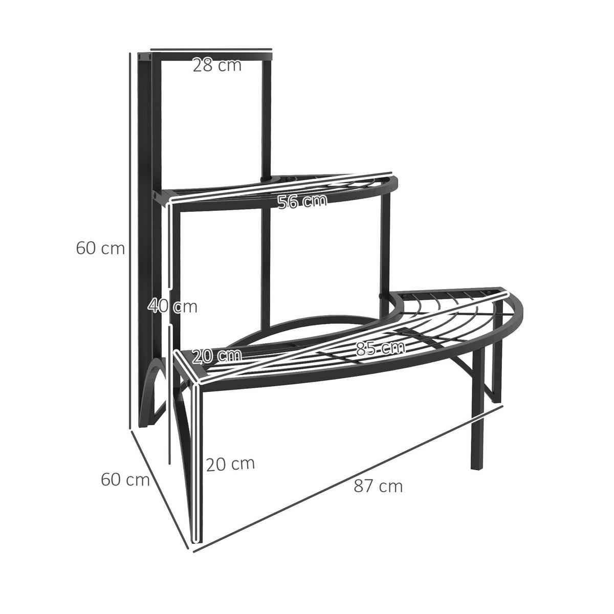 PFLANZENSTÄNDER Metall Schwarz - Schwarz, Metall (60/60/87cm) - Outsunny