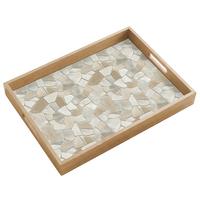 TABLETT Mosaik - Steine - Beige 50x35 cm - Beige, Holz (50/5/5cm) - OnlyWow