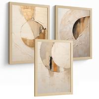 POSTER Set of 3 Abstract Geometric Wall Art Prints Modern Living Room Bedroom Kitchen Bathroom Decor Rahmenlos A4 - Beige, Papier (29.7/1/21cm) - Nacnic