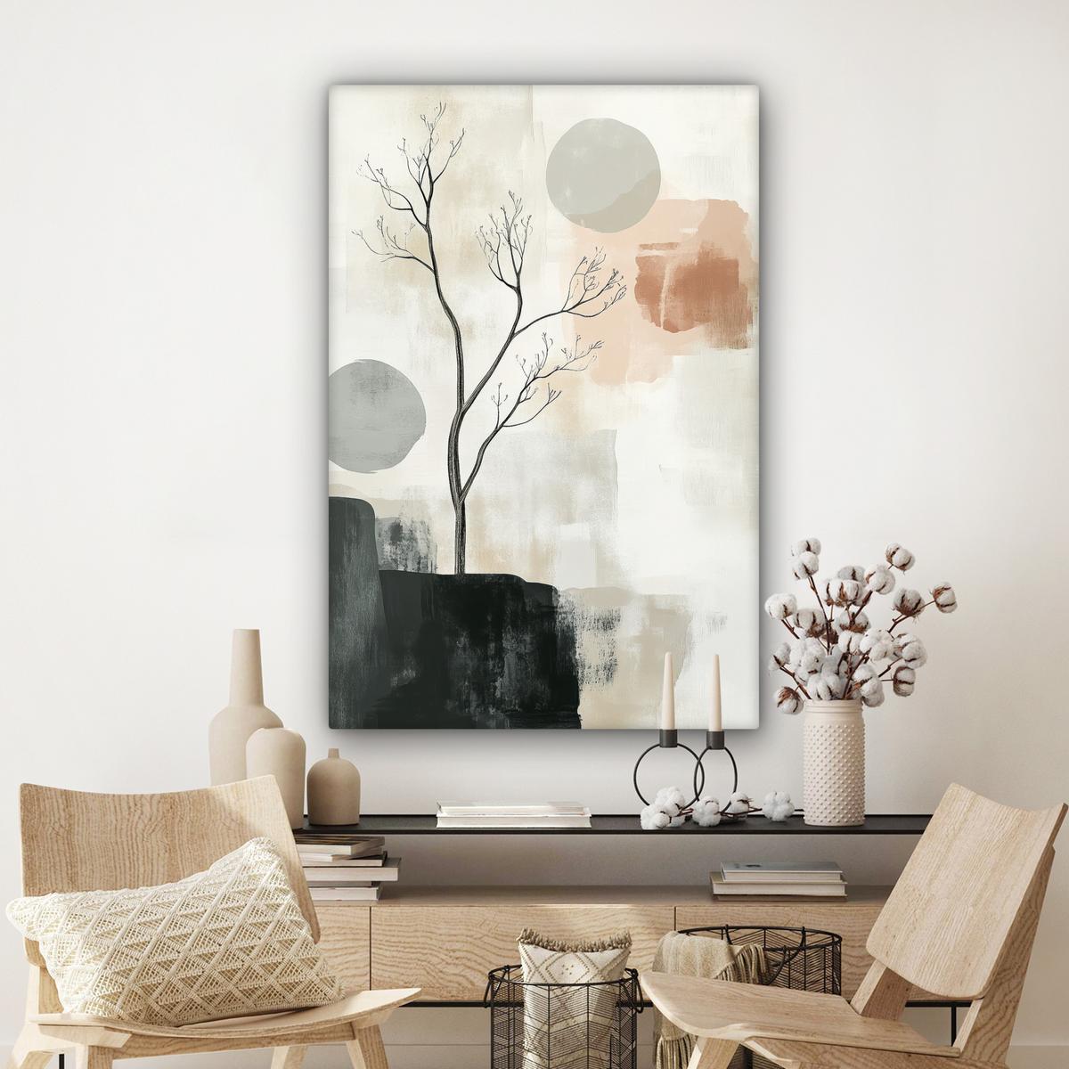 LEINWANDBILD Wabi sabi - Beige - Pflanze Deko XXL 80x120 cm - Sandfarben, Textil (80/120cm) - MuchoWow