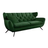 SOFA CHARME Smaragdgrün Cord - Smaragdgrün/Schwarz, Textil/Metall (225/94/95cm) - KAWOLA