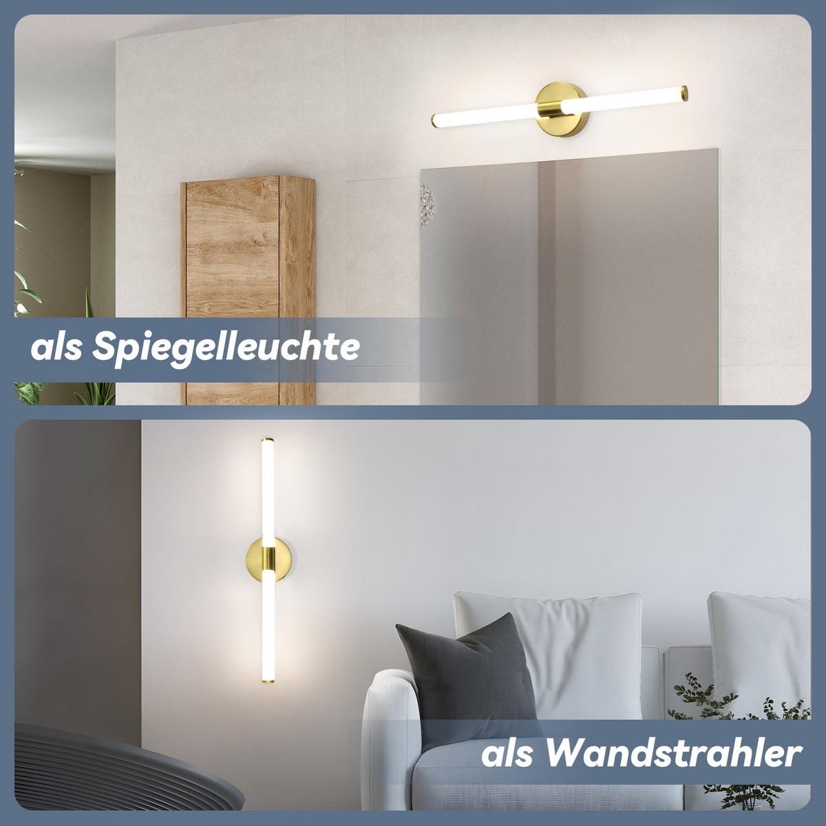 SPIEGELLEUCHTE Klyndark 12/6.6/60 cm - Goldfarben, Kunststoff (60/12/6.6cm) - ZMH