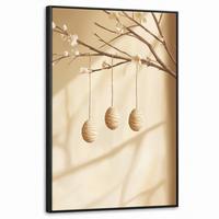LEINWAND Bilder mit Rahmen - Beige - Osterkuchen - Eier - 60x90 - Beige, Textil (60/90cm) - MuchoWow