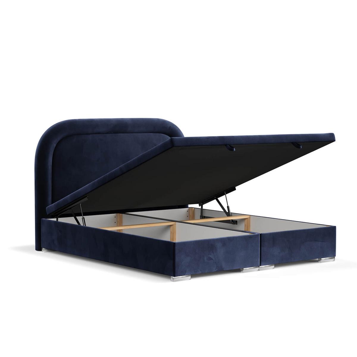 POLSTERBETT Harmony mit Stauraum 180/200 cm Marineblau im Uttario Stoff - Chromfarben/Dunkelblau, Holz/Holzwerkstoff (180/200cm) - AltaBeds
