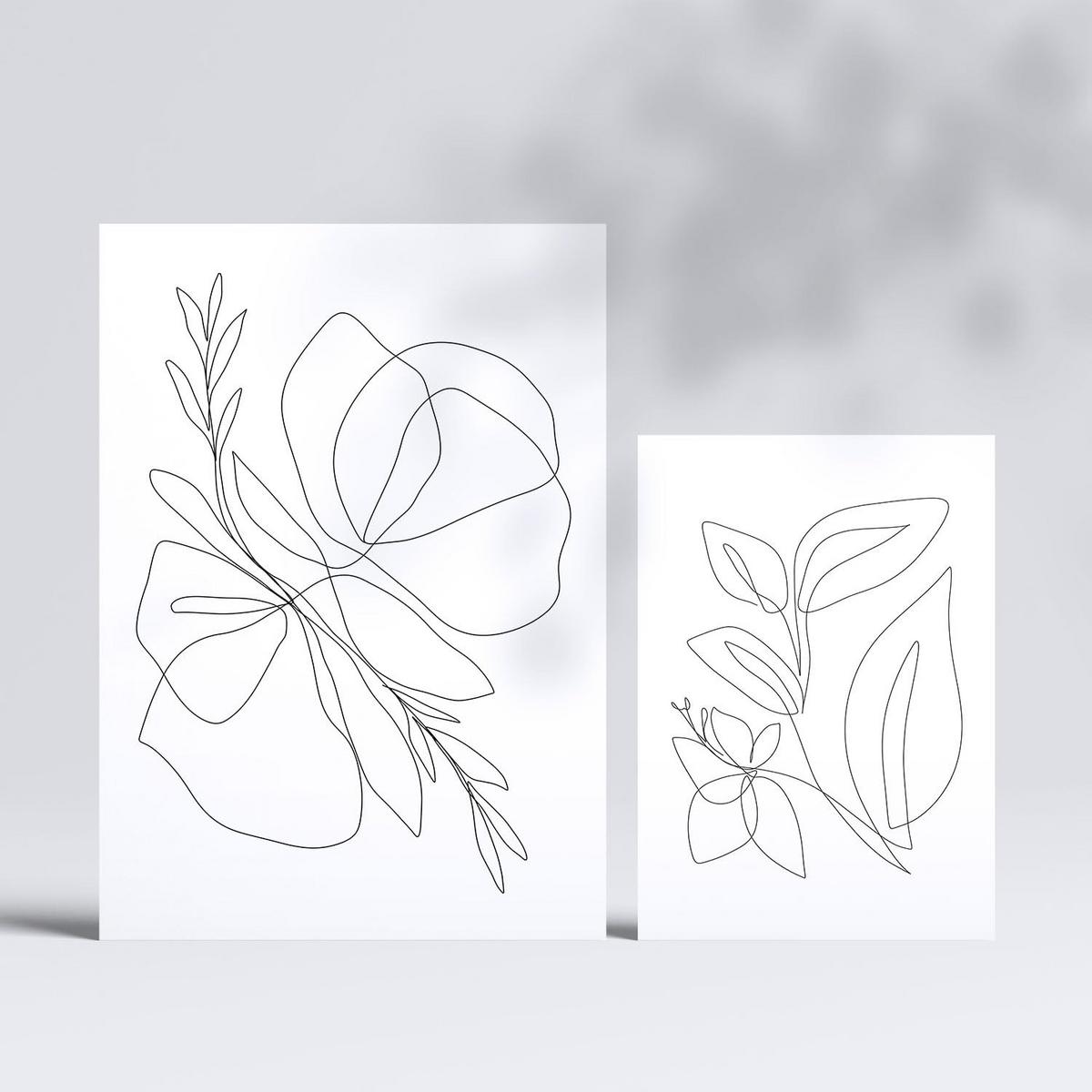 POSTER Set Mit 6 Blütenrahmen 1 In Blume Zusammenfassung Ästhetische Dekorative Gemälde Für Ihr Wohnzimmer, Schlafzimmer, Zuhause A3 & A4 Rahmenlos - Klar, Papier (29/3cm) - Nacnic