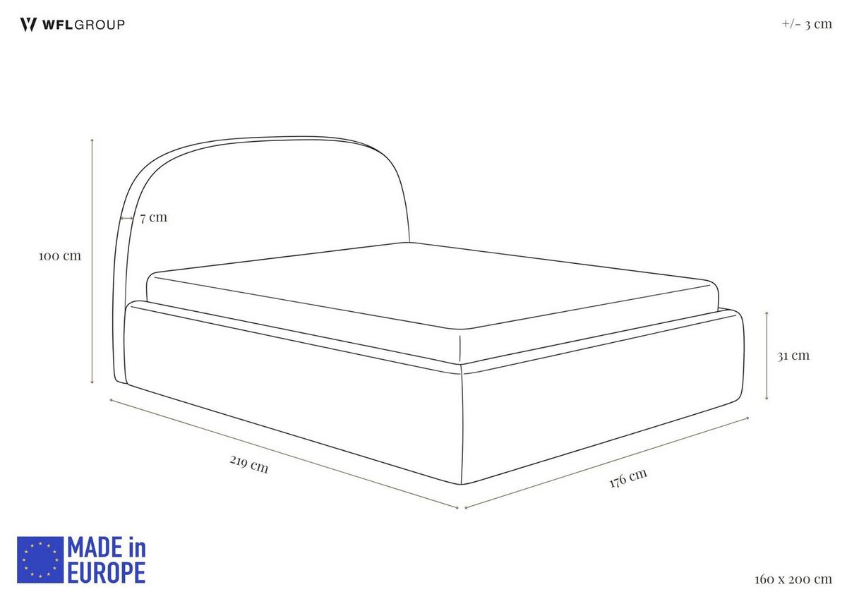 POLSTERBETT Puro mit Bettkasten, Creme Boucle 160 x 200 cm – mit Metall-Lattenrost - Birkefarben/Creme, Holzwerkstoff/Kunststoff (160/200cm) - WFL GROUP