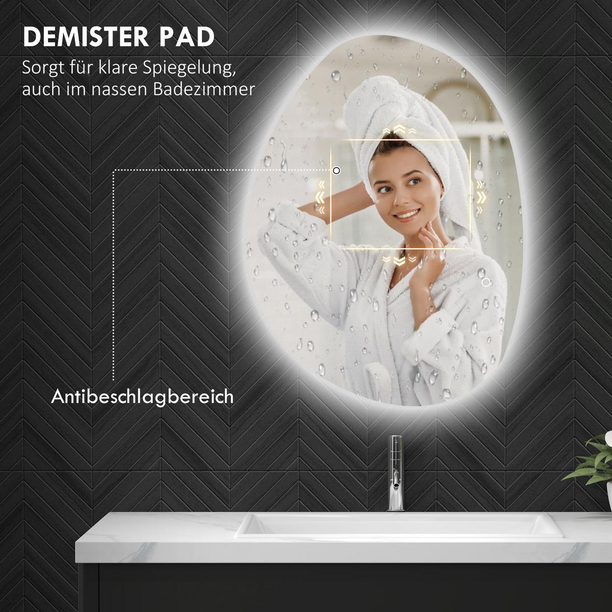 BADSPIEGEL Gehärtetes Glas Silber - Silberfarben, Glas (60/5/80cm) - HOMCOM