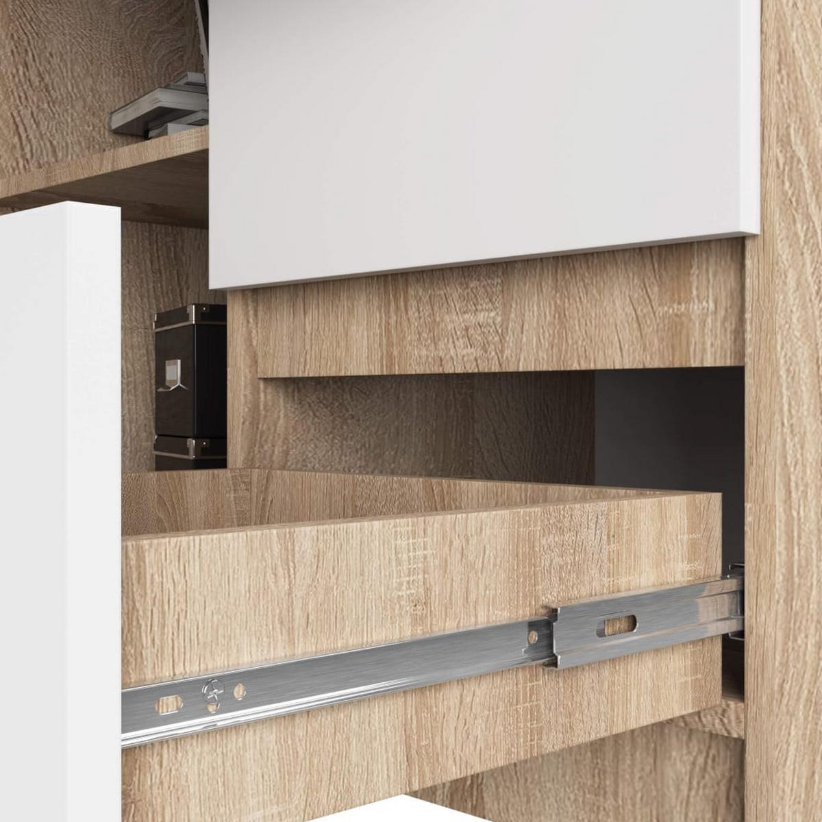 SCHREIBTISCH Eiche Sonoma, Weiß 77/124/85 - Weiß, Holzwerkstoff (124/52/77cm) - RAUMHIRSCH FURNITURE