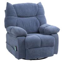 RELAXSESSEL mit Massagefunktion, Elektrisch Fernsehsessel mit Wärmfunktion - Blau/Schwarz, Textil/Metall (90/98/98cm) - HOMCOM