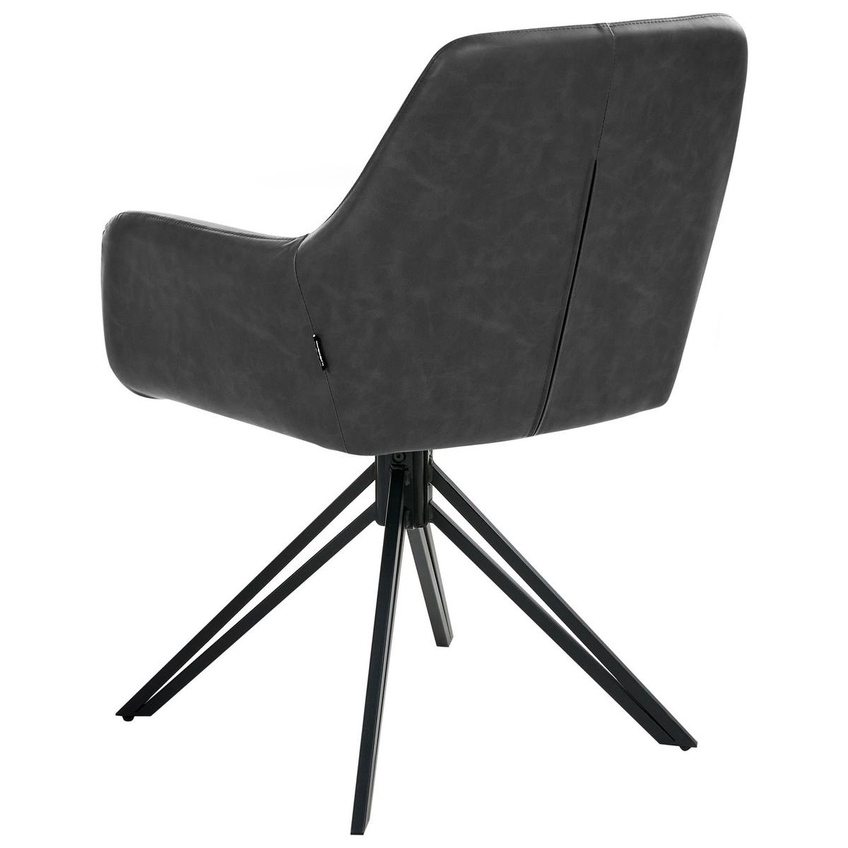 ESSZIMMERSTUHL 2er Set drehbar Kunstleder Schwarz Sansarc - Schwarz, Kunststoff/Metall (57/85/59cm) - Beliani