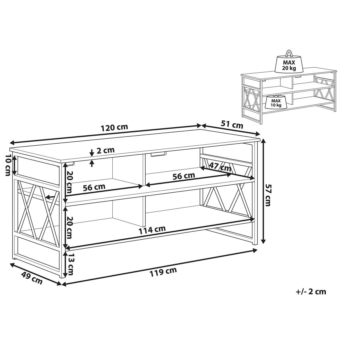 TV-MÖBEL Dunkelbraun, Schwarz CARLISLE 51/120/57 cm - Dunkelbraun, Holzwerkstoff (120/57/51cm) - Beliani