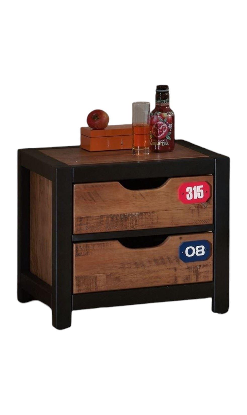 NACHTSCHRANK Kameko 50x45x45 MDF+Massivholz Schwarz/Cognac - Cognac/Schwarz, Holzwerkstoff (50/45/45cm) - 58aufmkessel