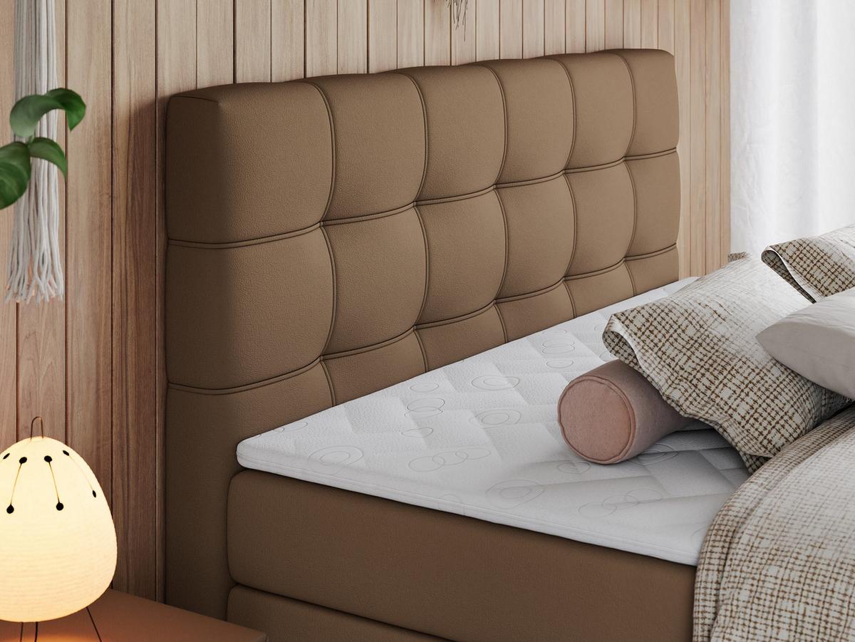 BOXSPRINGBETT ERNI KING 140/200 Braun Kunstleder - H3 - Braun, Holz/Textil (140/200cm) - MKS